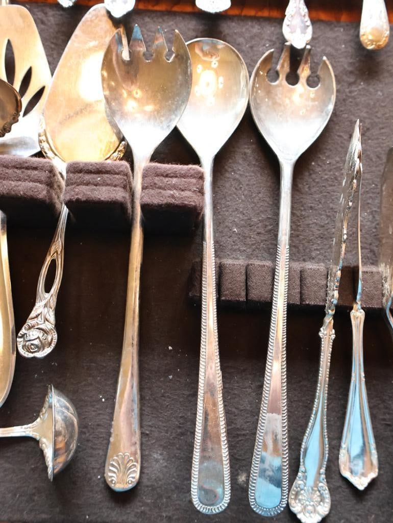 Large Collection of Antique and Vintage Silverplate Flatware with Serving Tray - 5