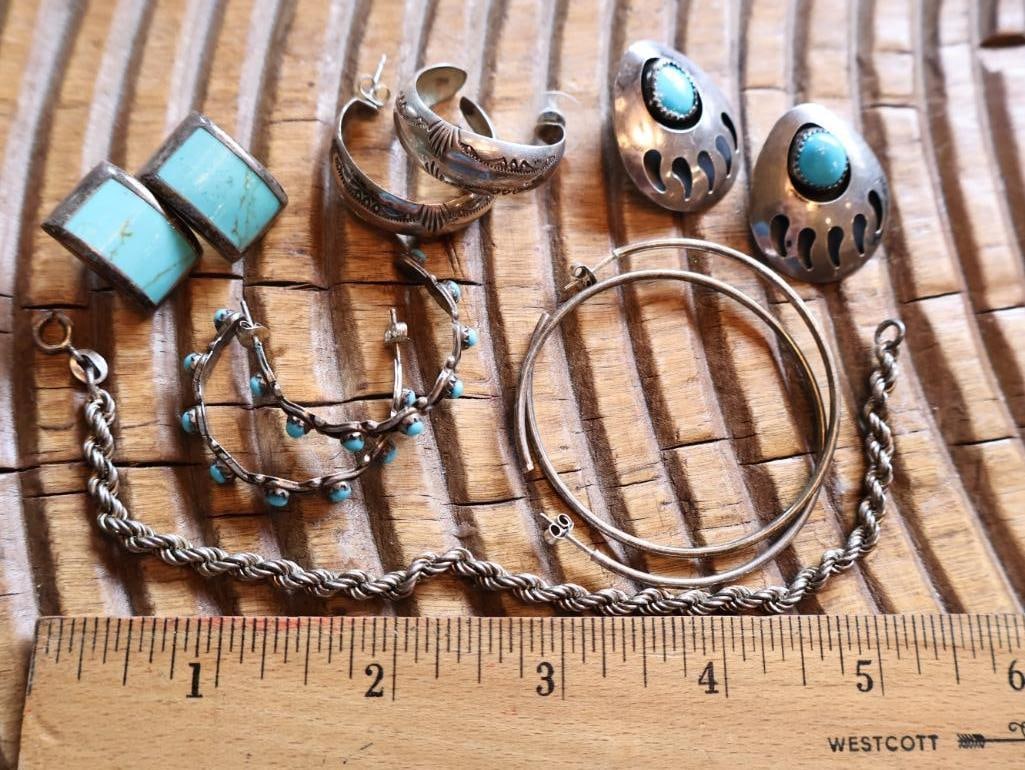 Vintage Southwestern Silver and Turquoise Mixed Jewelry - 2