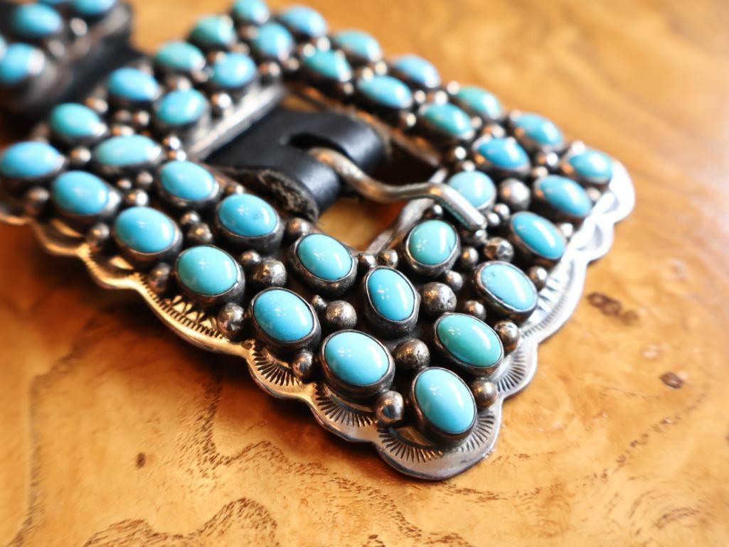 Vintage Navajo George Jones Sterling Silver Concho Bench Belt, 42 in. - 12
