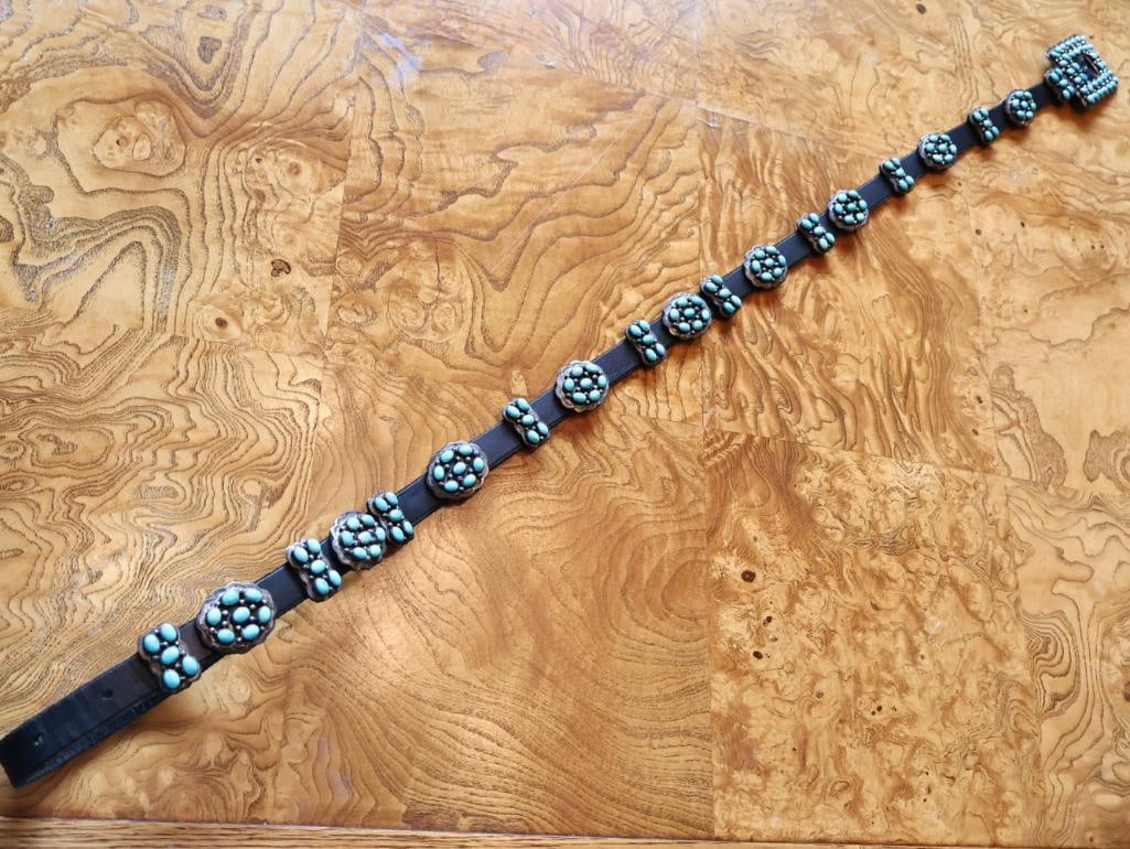 Vintage Navajo George Jones Sterling Silver Concho Bench Belt, 42 in. - 3