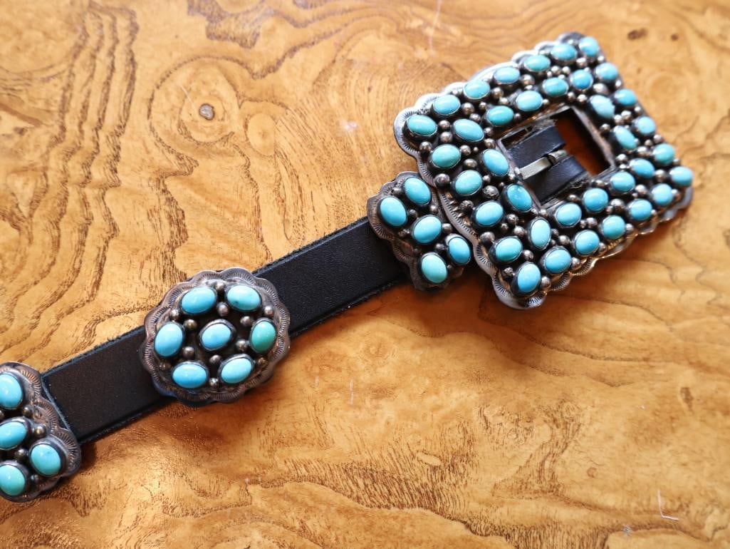 Vintage Navajo George Jones Sterling Silver Concho Bench Belt, 42 in. - 5