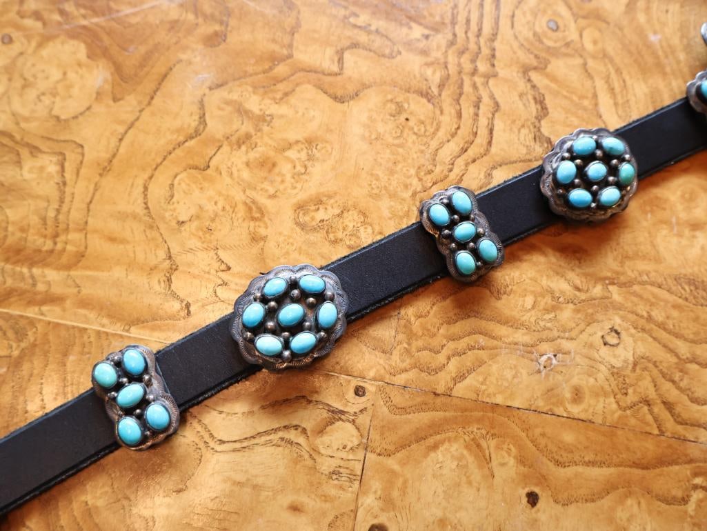 Vintage Navajo George Jones Sterling Silver Concho Bench Belt, 42 in. - 6