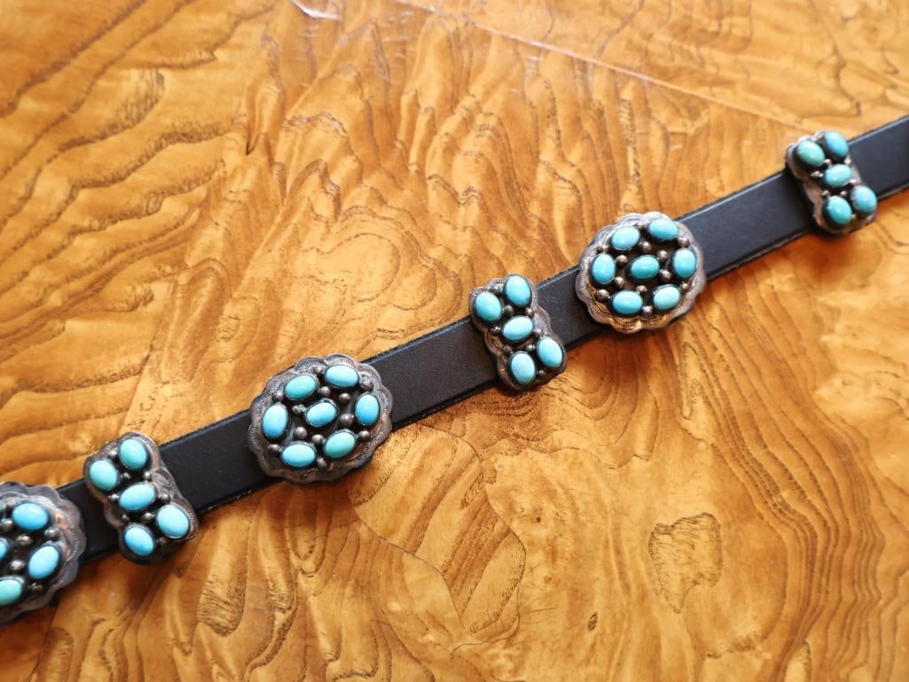 Vintage Navajo George Jones Sterling Silver Concho Bench Belt, 42 in. - 7