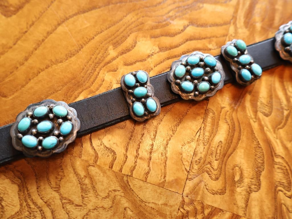 Vintage Navajo George Jones Sterling Silver Concho Bench Belt, 42 in. - 8