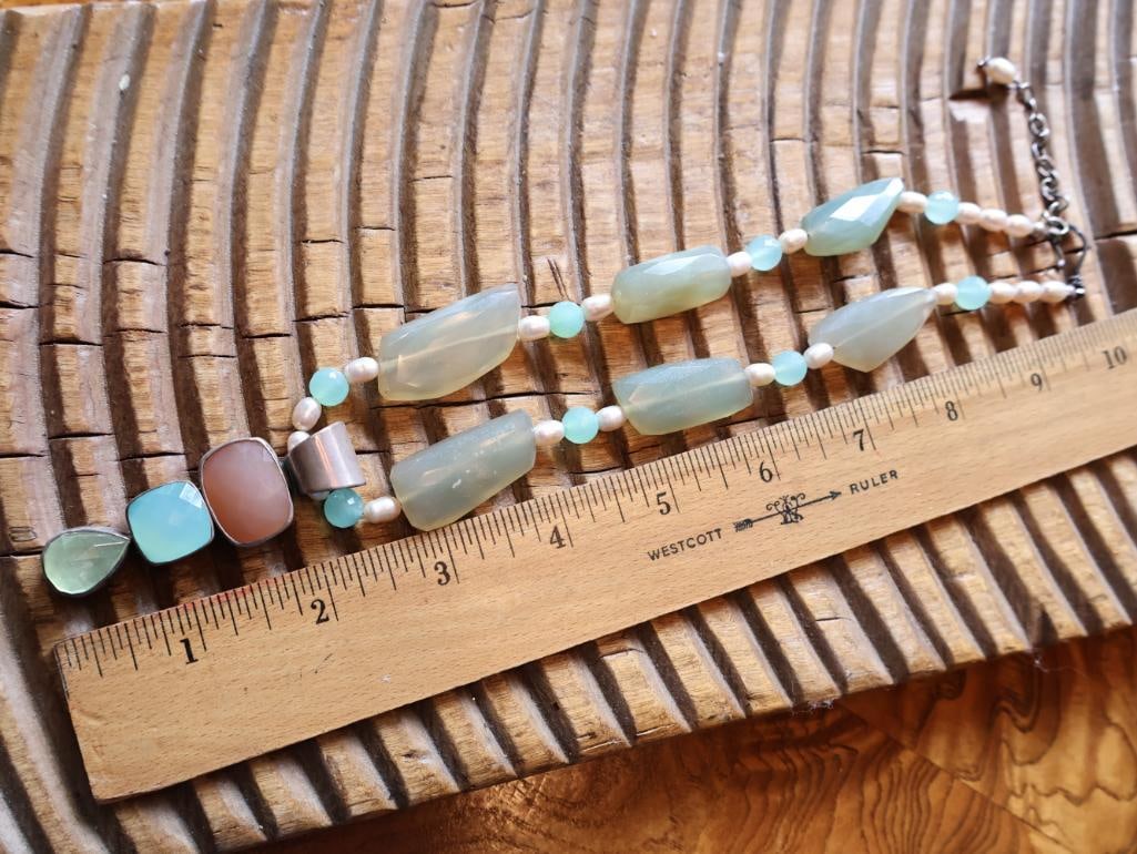Artisan Sterling Silver Multi-gemstone Statement Necklace and Earring Set - 2
