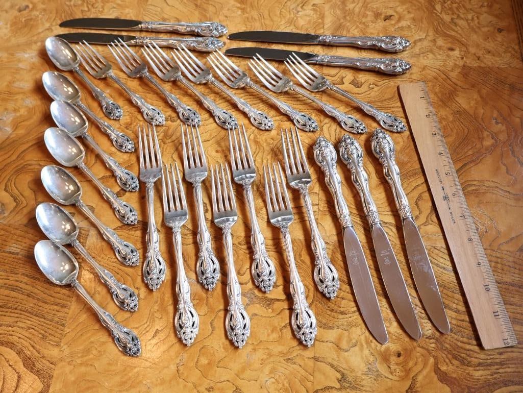28 Pc Moreau La Salle Sterling Silver Flatware Set - 2