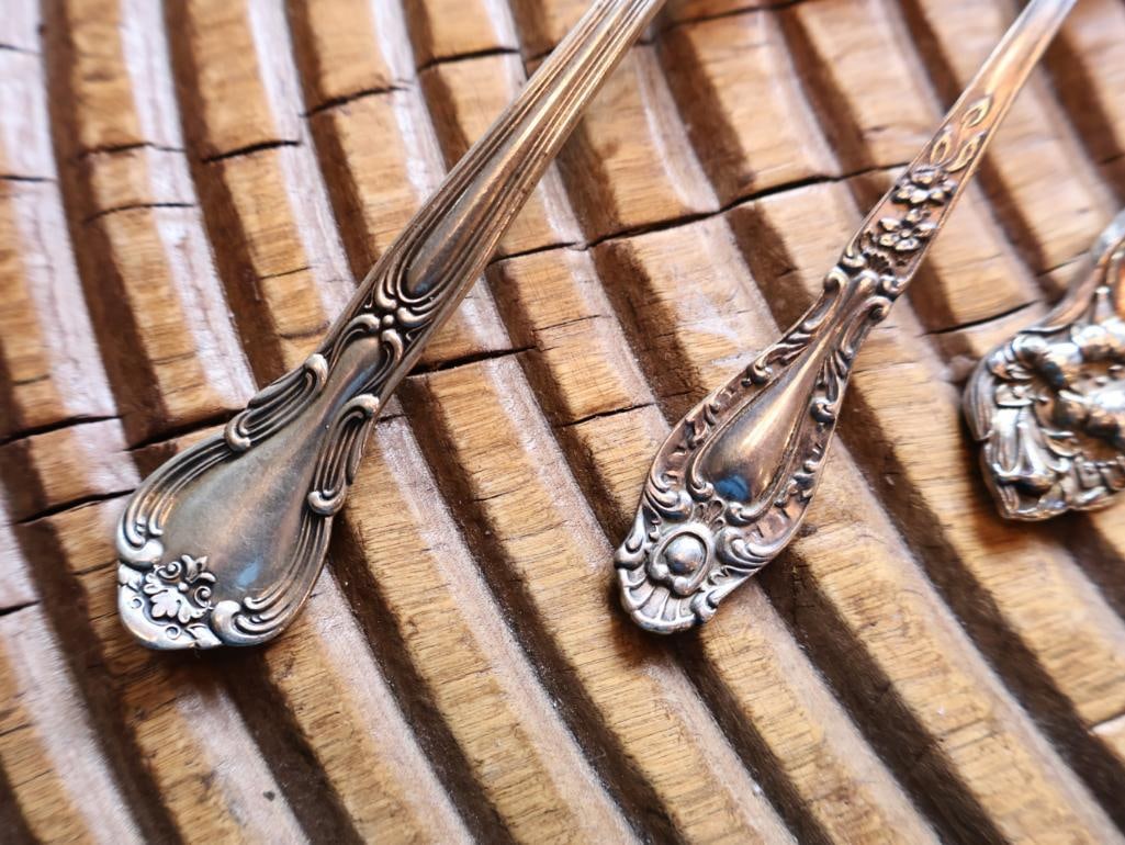 Lot of 3 Antique Sterling Silver Serving Spoons Ornate Patterns, 76g - 2