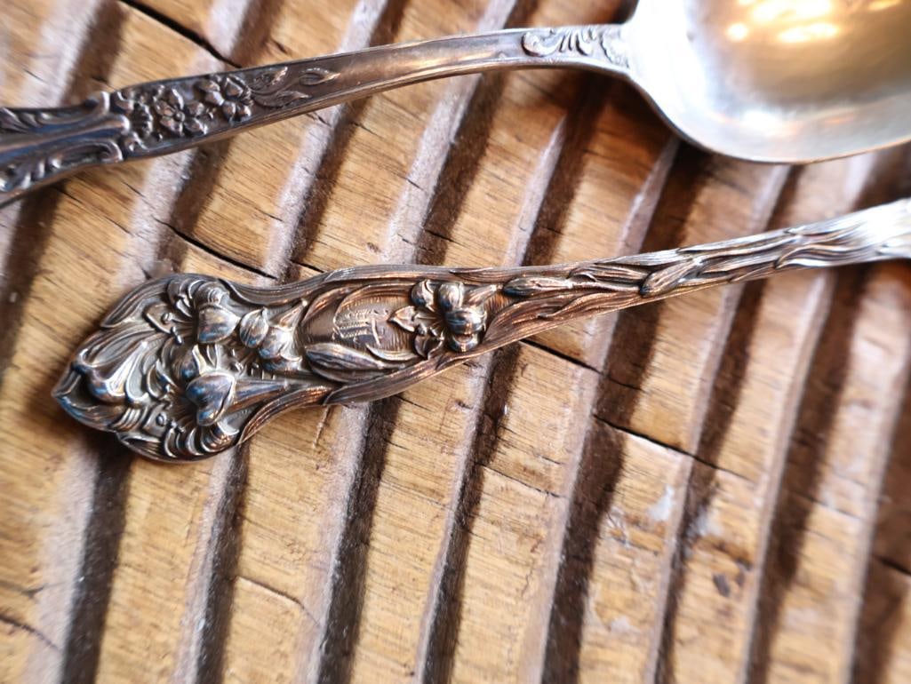 Lot of 3 Antique Sterling Silver Serving Spoons Ornate Patterns, 76g - 4