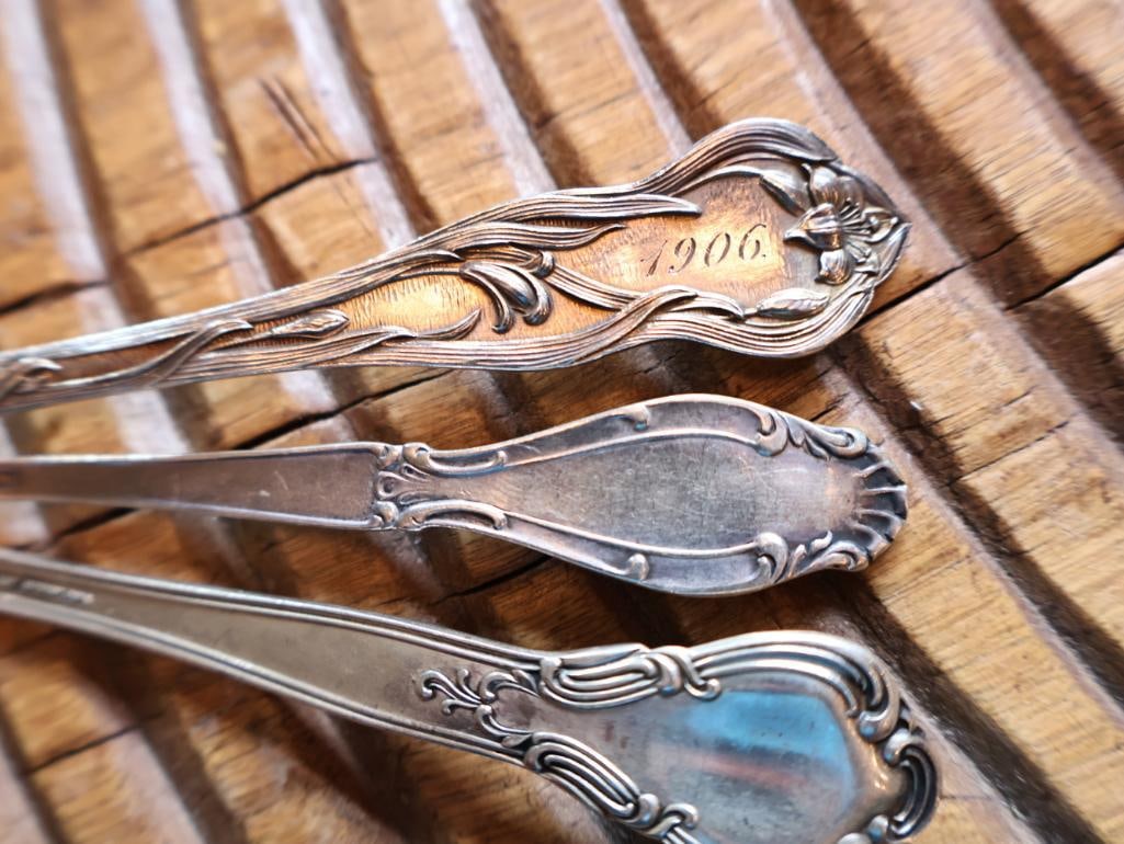 Lot of 3 Antique Sterling Silver Serving Spoons Ornate Patterns, 76g - 7