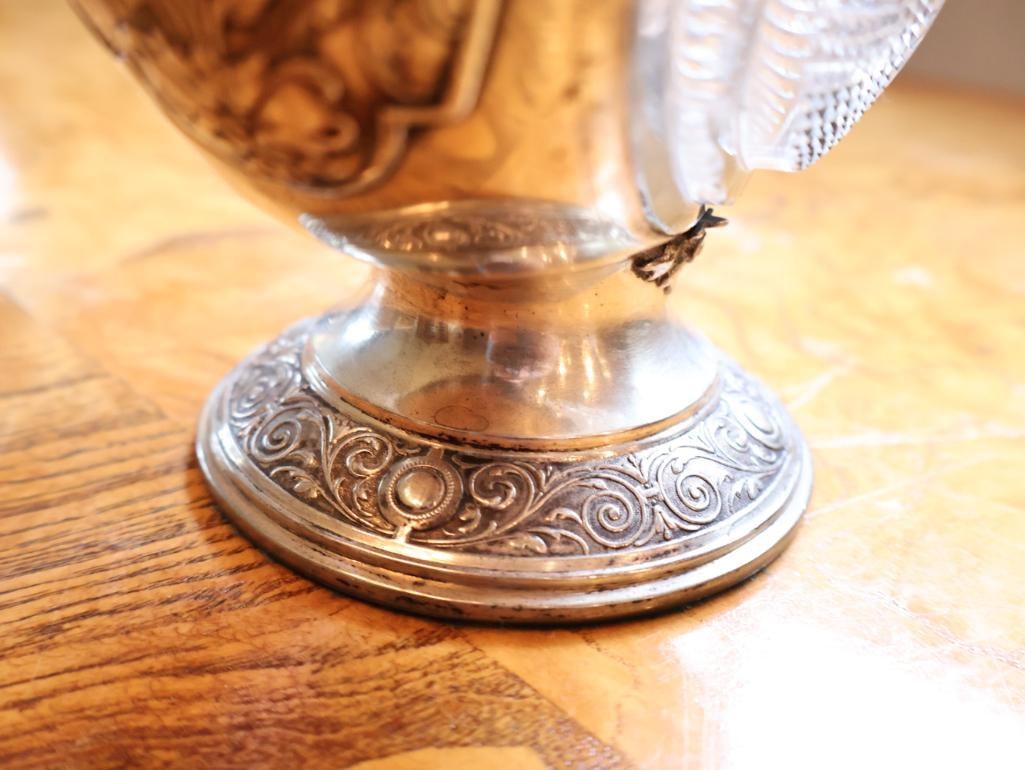 Antique H & C 800 Silver Mounted Cut Glass Figural Ewer / Claret Jug - 12