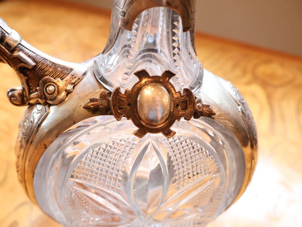 Antique H & C 800 Silver Mounted Cut Glass Figural Ewer / Claret Jug - 6