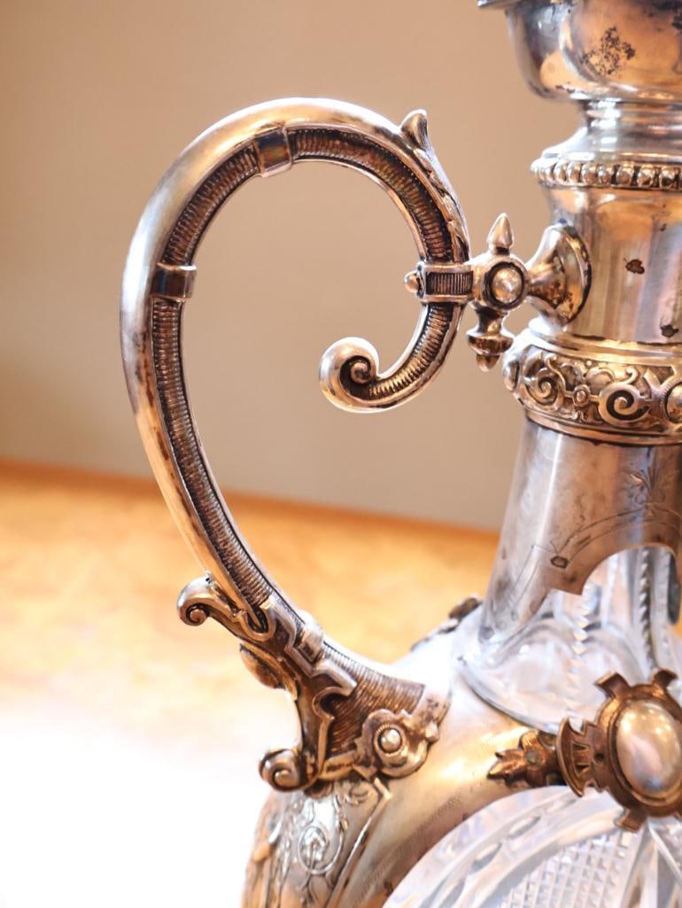 Antique H & C 800 Silver Mounted Cut Glass Figural Ewer / Claret Jug - 7