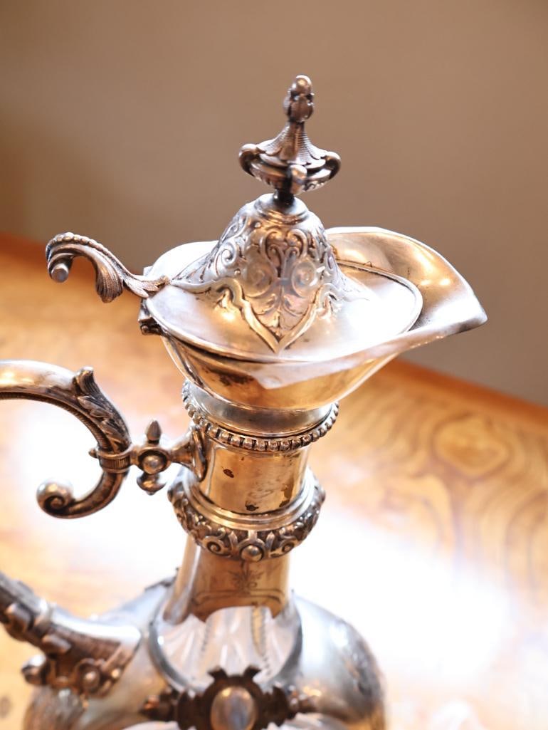 Antique H & C 800 Silver Mounted Cut Glass Figural Ewer / Claret Jug - 9
