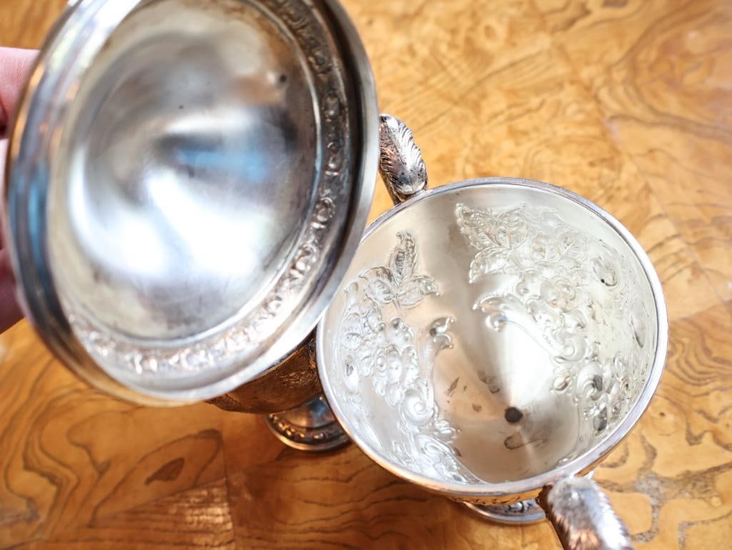 Frank M. Whiting and Co. Hand-Chased Sterling Silver Creamer & Covered Sugar Bowl - 7