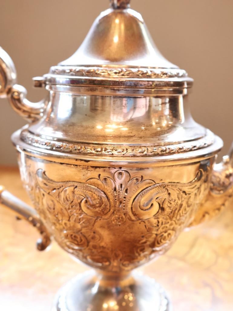 Frank M. Whiting & Co. Hand-Chased Sterling Silver Teapot - 4