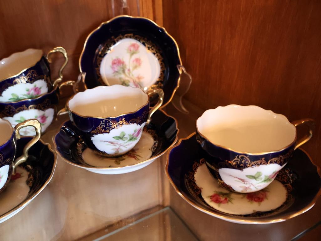 Schumann Arzberg Bavaria Echt Cobalt Moosrose Porcelain Coffee Service - 14