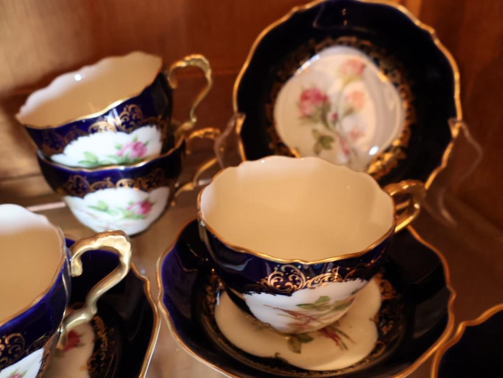 Schumann Arzberg Bavaria Echt Cobalt Moosrose Porcelain Coffee Service - 15
