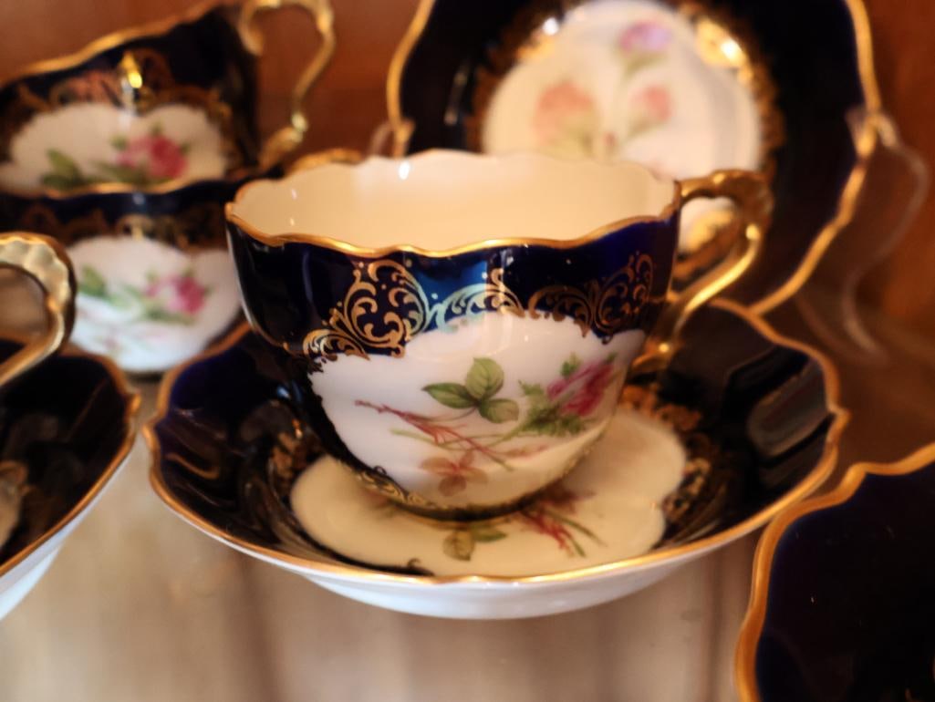 Schumann Arzberg Bavaria Echt Cobalt Moosrose Porcelain Coffee Service - 16