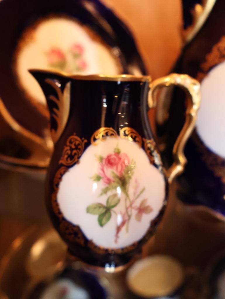 Schumann Arzberg Bavaria Echt Cobalt Moosrose Porcelain Coffee Service - 2