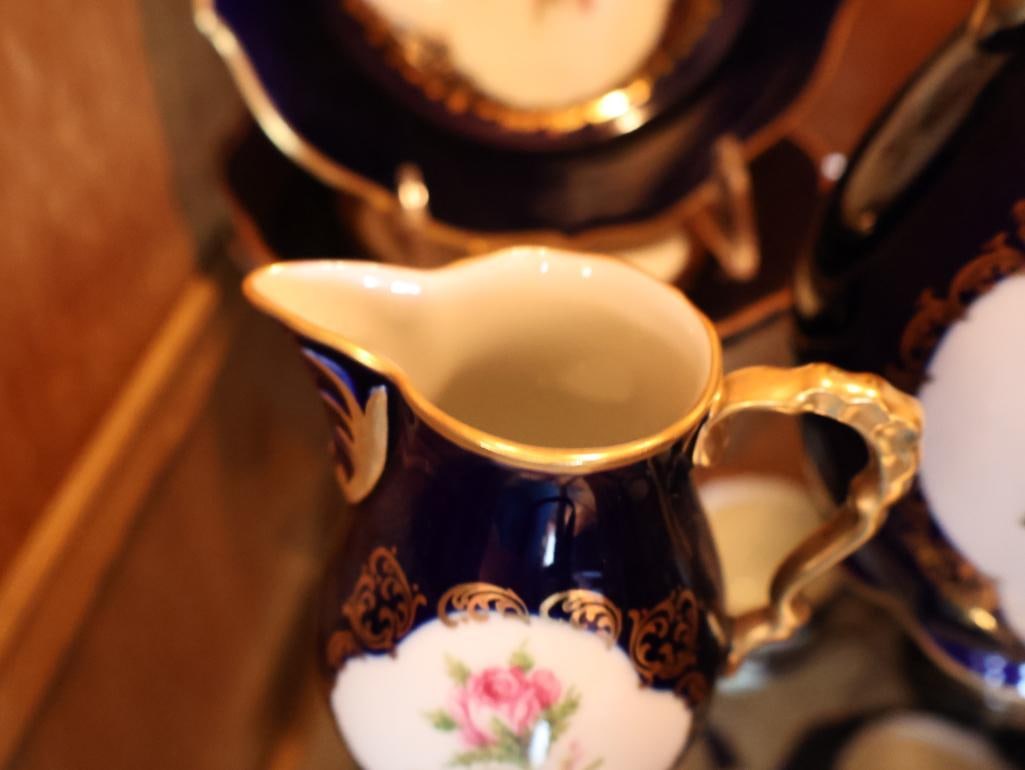 Schumann Arzberg Bavaria Echt Cobalt Moosrose Porcelain Coffee Service - 3