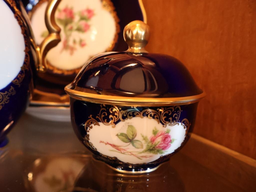 Schumann Arzberg Bavaria Echt Cobalt Moosrose Porcelain Coffee Service - 5