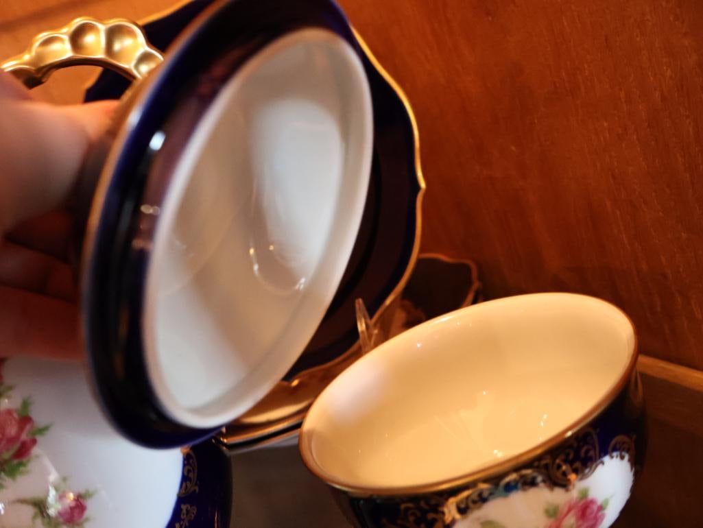 Schumann Arzberg Bavaria Echt Cobalt Moosrose Porcelain Coffee Service - 6
