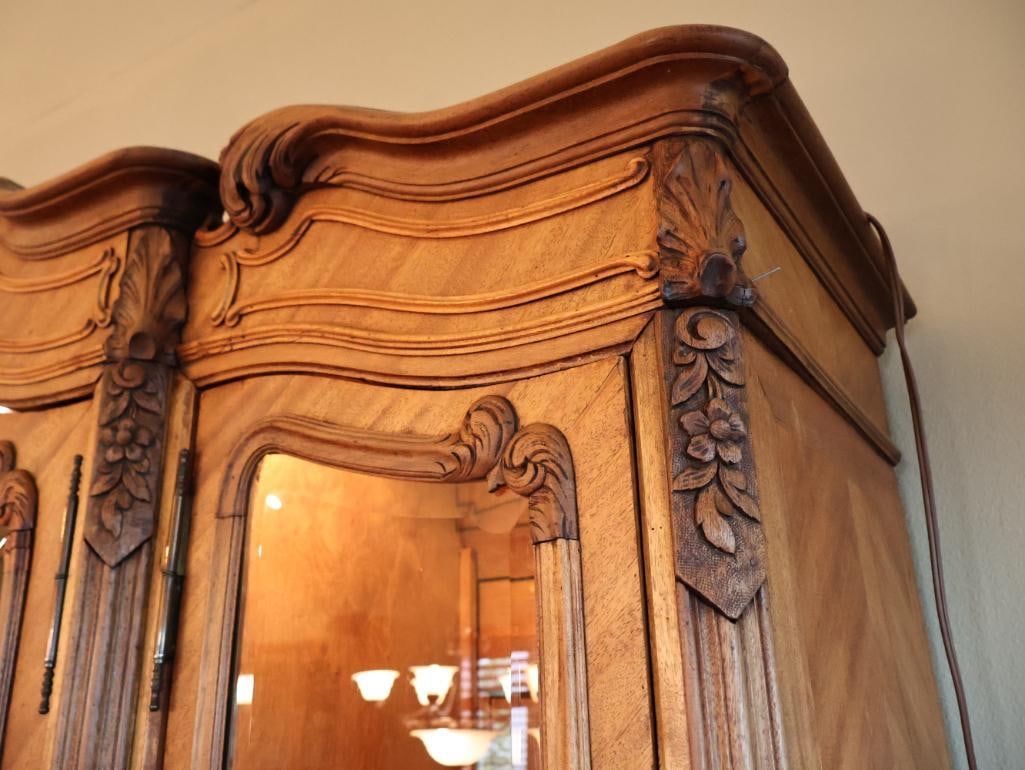 Monumental Antique Louis XV Style Carved Wood Vitrine Display Cabinet 8 Ft. Tall - 14