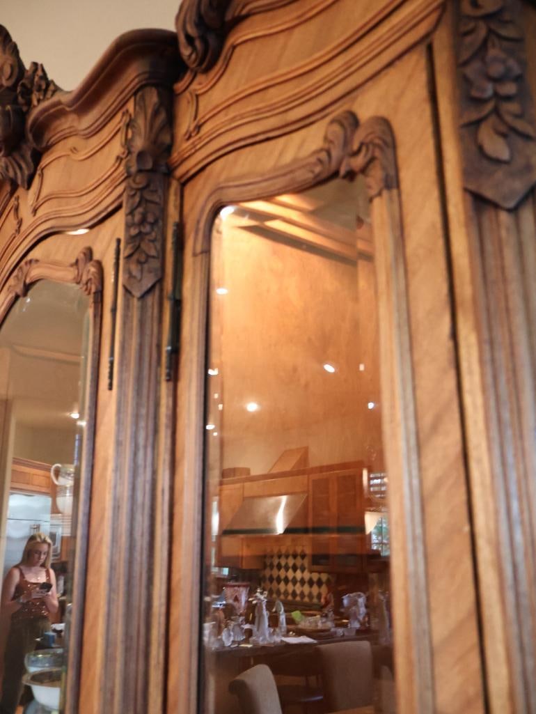 Monumental Antique Louis XV Style Carved Wood Vitrine Display Cabinet 8 Ft. Tall - 18