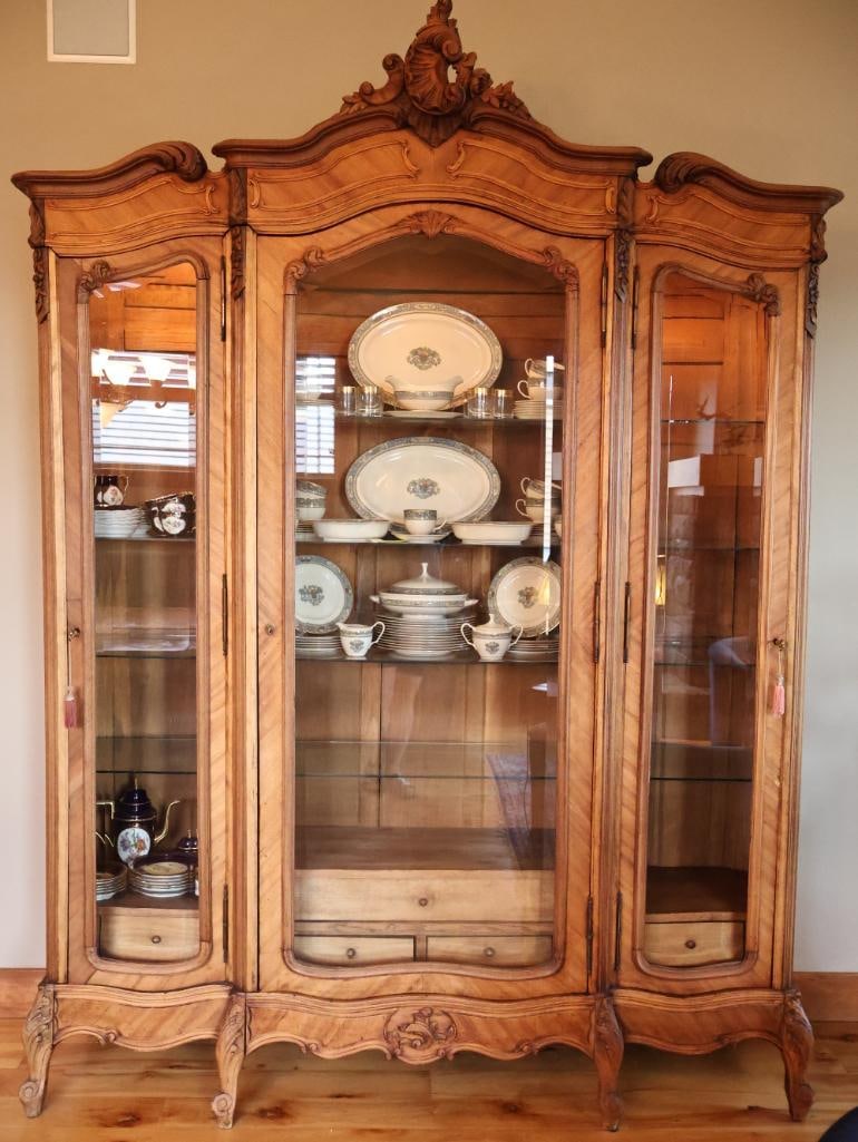Monumental Antique Louis XV Style Carved Wood Vitrine Display Cabinet 8 Ft. Tall - 2