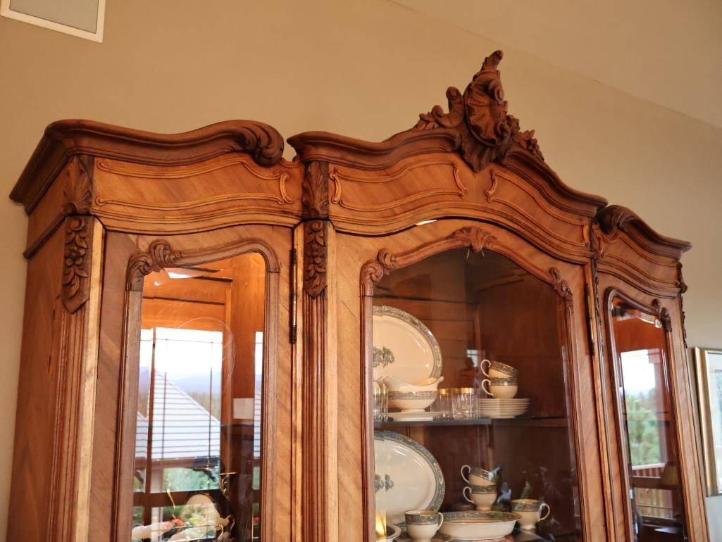 Monumental Antique Louis XV Style Carved Wood Vitrine Display Cabinet 8 Ft. Tall - 3