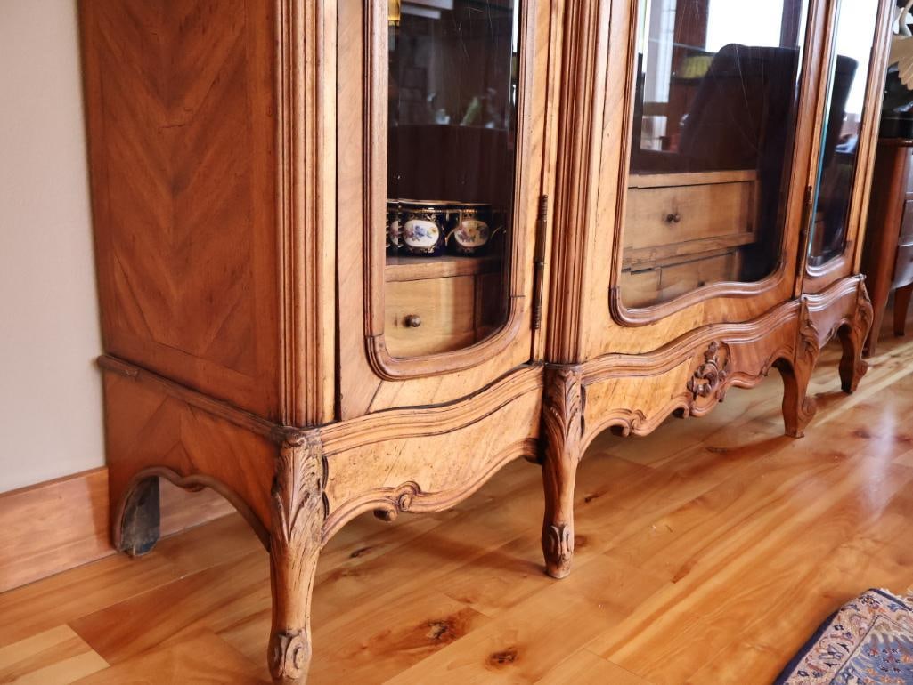 Monumental Antique Louis XV Style Carved Wood Vitrine Display Cabinet 8 Ft. Tall - 5