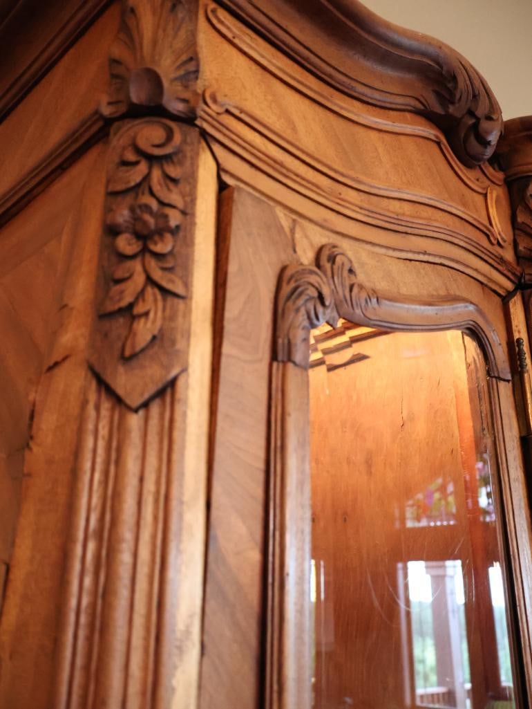 Monumental Antique Louis XV Style Carved Wood Vitrine Display Cabinet 8 Ft. Tall - 9
