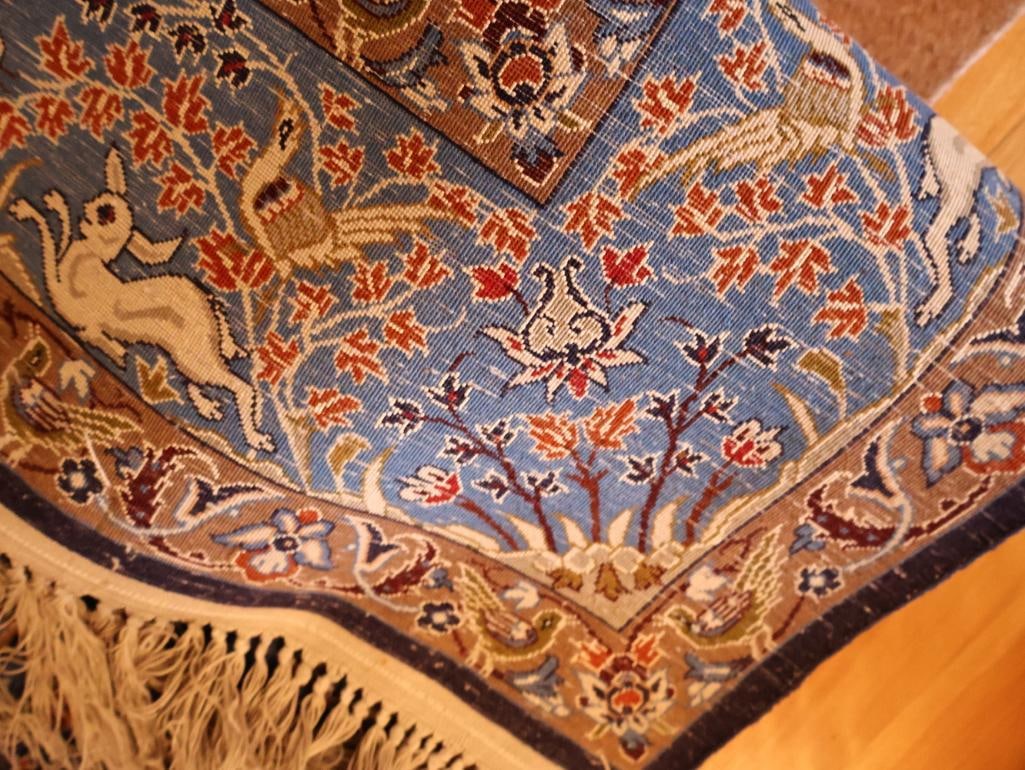 Fine Persian-Style Pictorial Wool Rug with Animal & Floral Motifs - 10