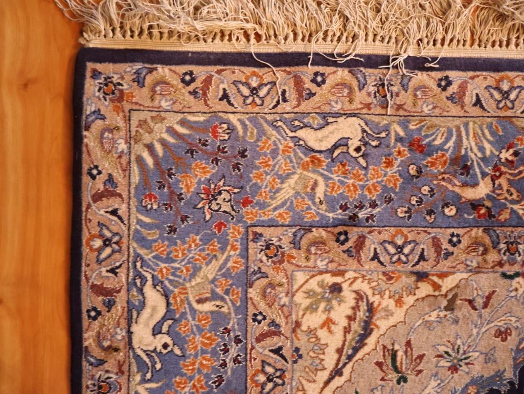 Fine Persian-Style Pictorial Wool Rug with Animal & Floral Motifs - 2