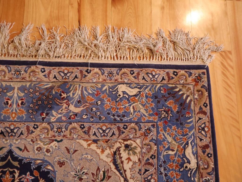 Fine Persian-Style Pictorial Wool Rug with Animal & Floral Motifs - 3