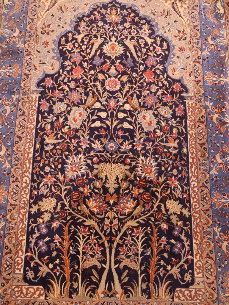 Fine Persian-Style Pictorial Wool Rug with Animal & Floral Motifs - 4