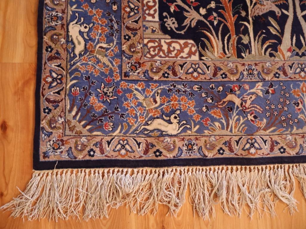 Fine Persian-Style Pictorial Wool Rug with Animal & Floral Motifs - 7