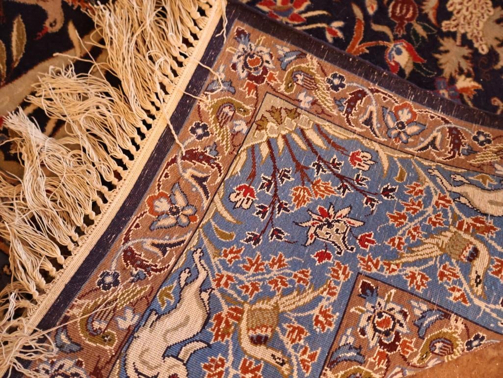 Fine Persian-Style Pictorial Wool Rug with Animal & Floral Motifs - 9