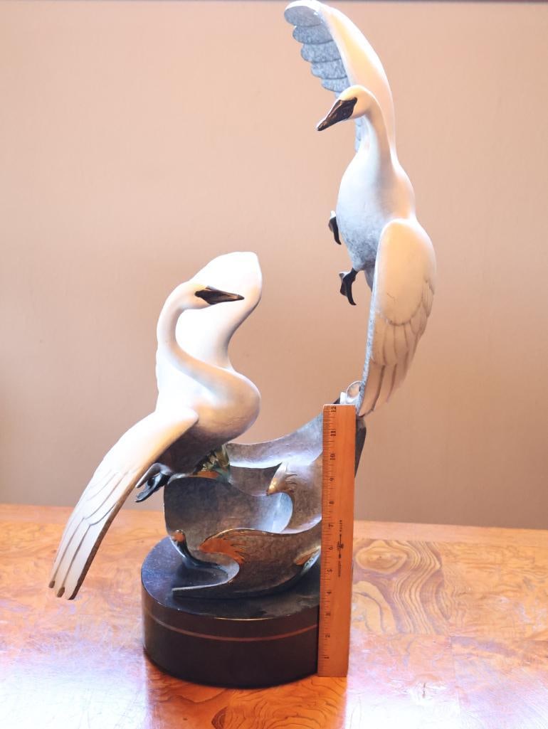 Large Limited Edition 'Wild Wings' Swan Bronze by Jacques and Mary Regat, 67/75, 1994 - 2
