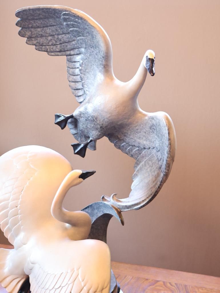 Large Limited Edition 'Wild Wings' Swan Bronze by Jacques and Mary Regat, 67/75, 1994 - 4