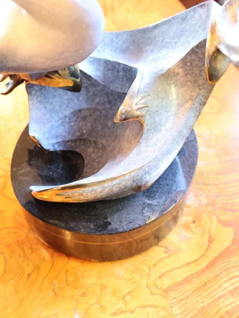 Large Limited Edition 'Wild Wings' Swan Bronze by Jacques and Mary Regat, 67/75, 1994 - 5