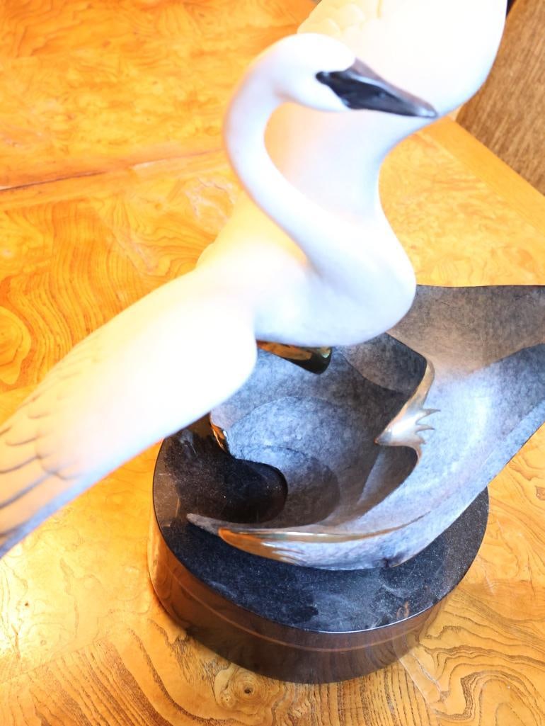 Large Limited Edition 'Wild Wings' Swan Bronze by Jacques and Mary Regat, 67/75, 1994 - 8
