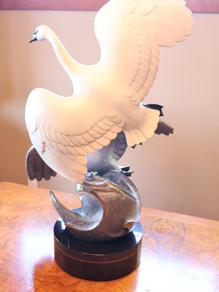 Large Limited Edition 'Wild Wings' Swan Bronze by Jacques and Mary Regat, 67/75, 1994 - 9