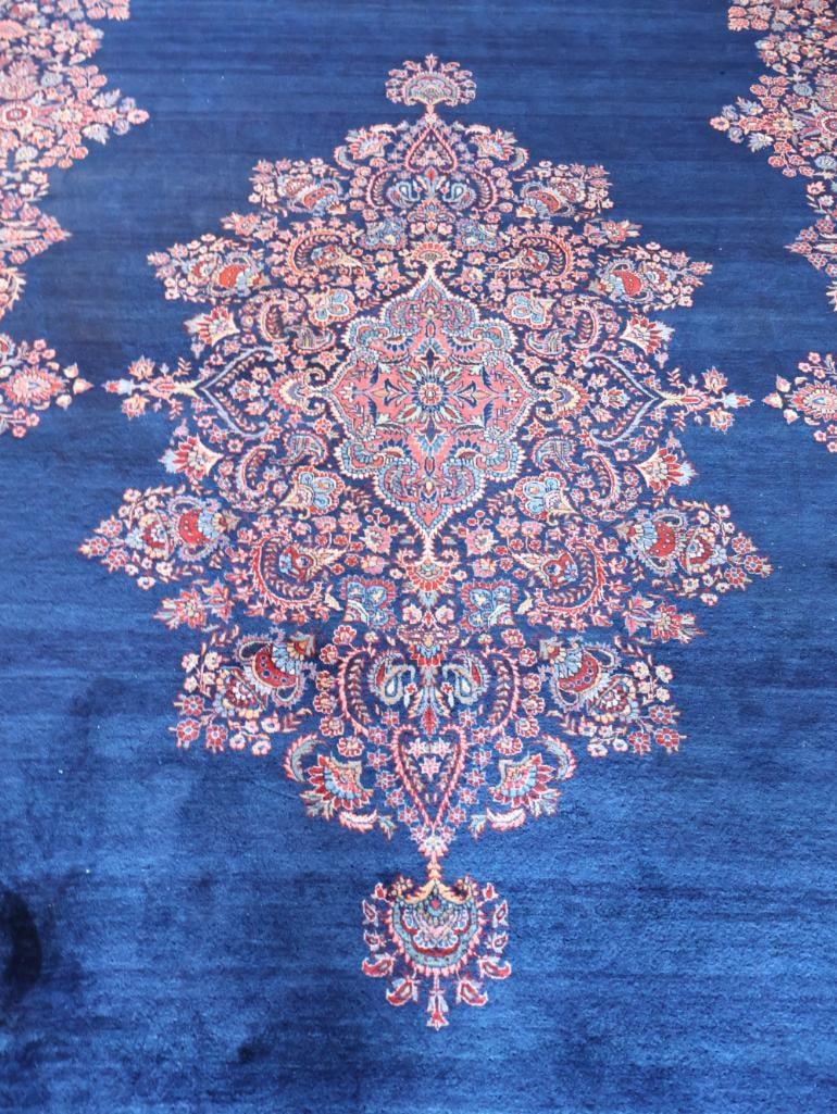 Large Persian-Style Floral Medallion Rug with Woven Inscription - 12
