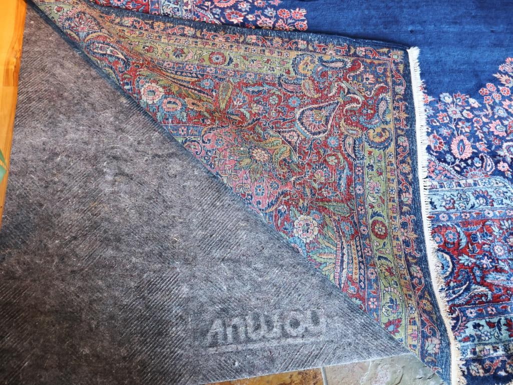 Large Persian-Style Floral Medallion Rug with Woven Inscription - 18