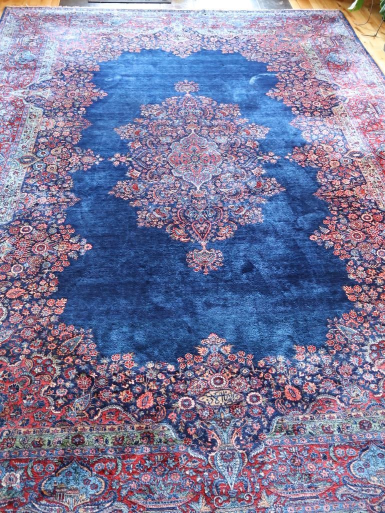 Large Persian-Style Floral Medallion Rug with Woven Inscription - 6