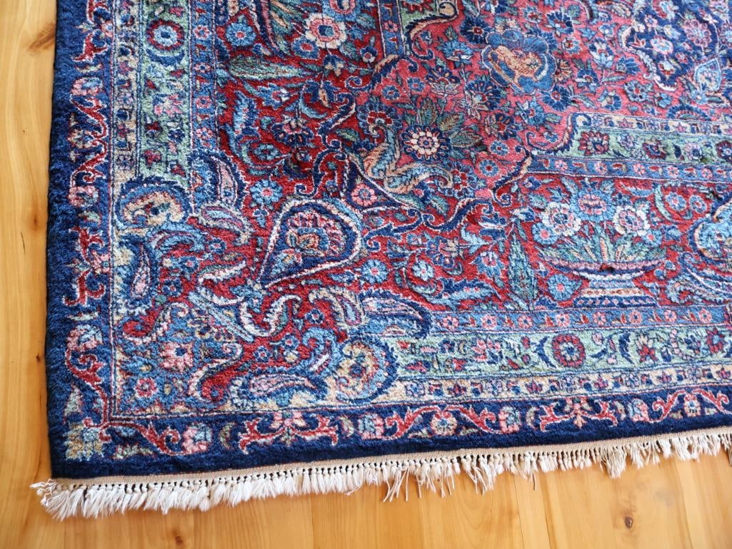 Large Persian-Style Floral Medallion Rug with Woven Inscription - 8
