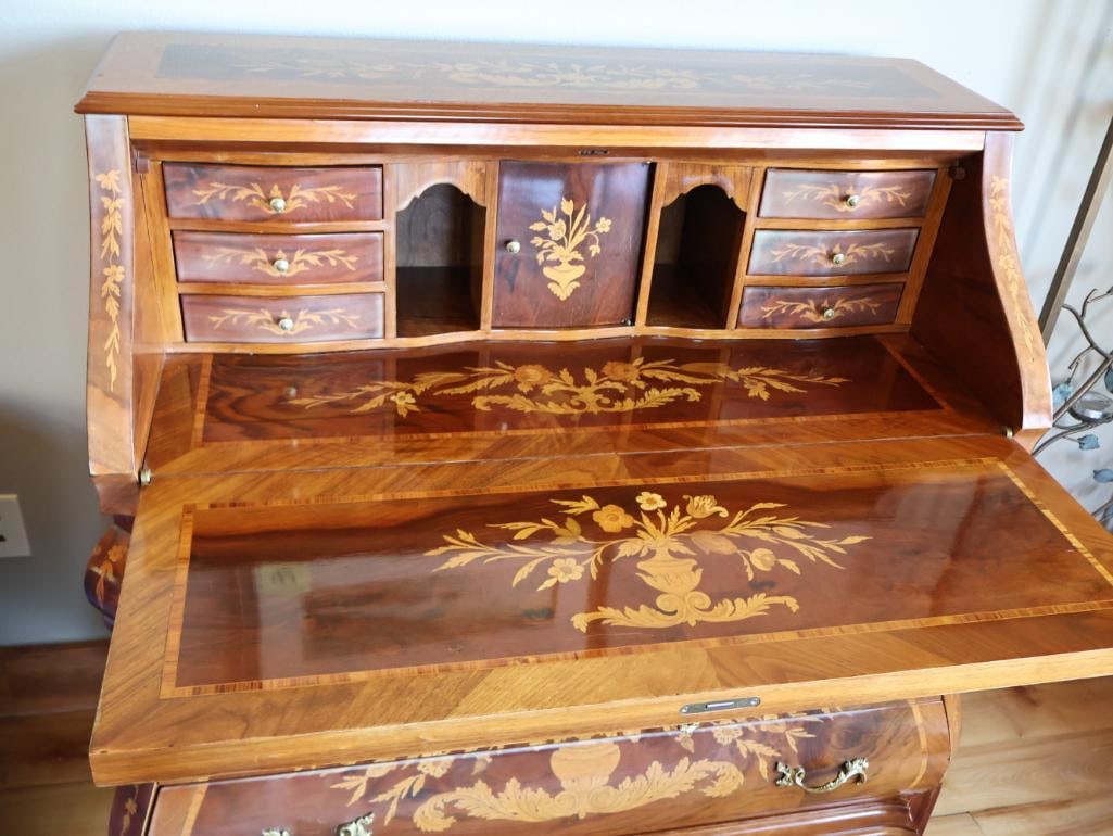 Marconi Arte Italian Inlaid Bombe-Form Secretary Desk - 11