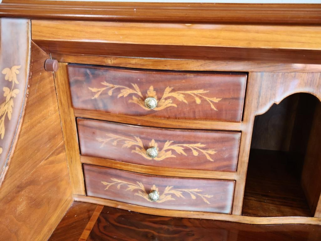 Marconi Arte Italian Inlaid Bombe-Form Secretary Desk - 12