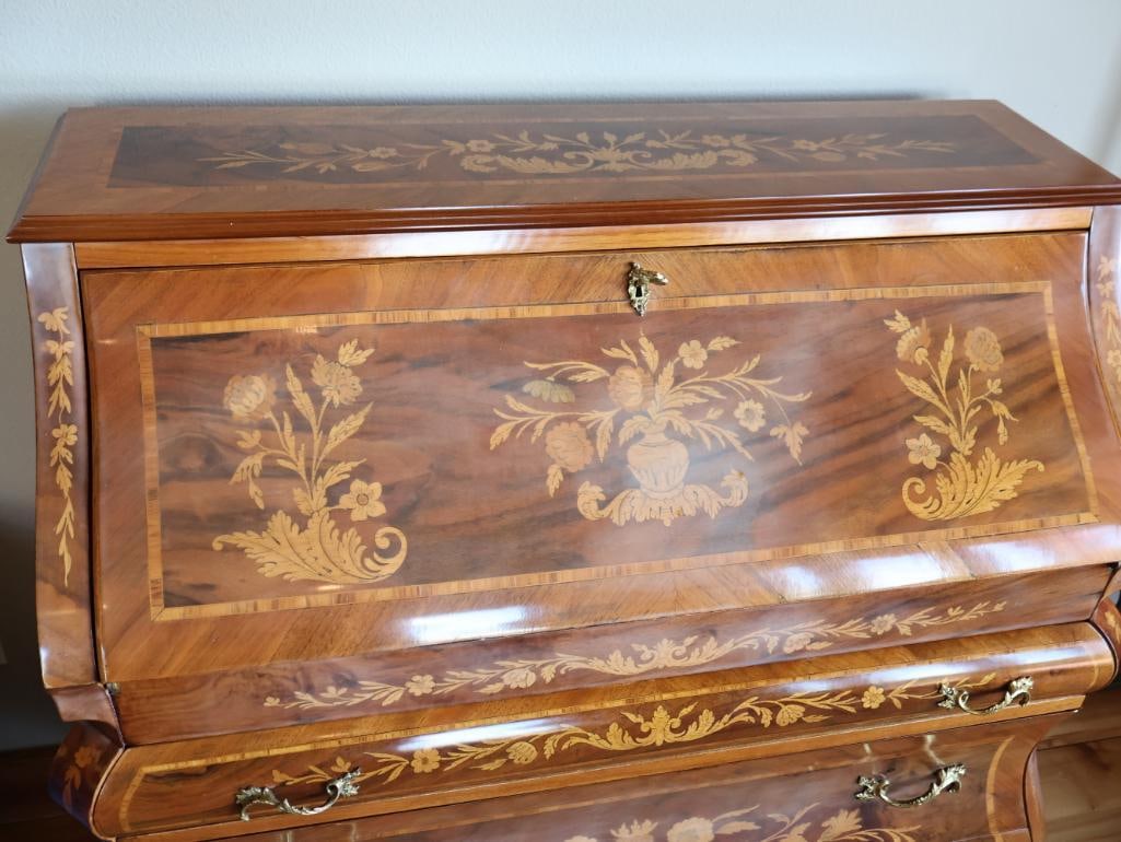 Marconi Arte Italian Inlaid Bombe-Form Secretary Desk - 2